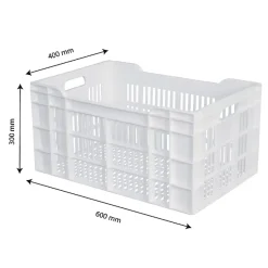 Caisse ajourée 600 x 400 x 300 mm 60 L - blanc