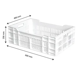 Caisse ajourée 600 x 400 x 200 mm 40 L - blanc
