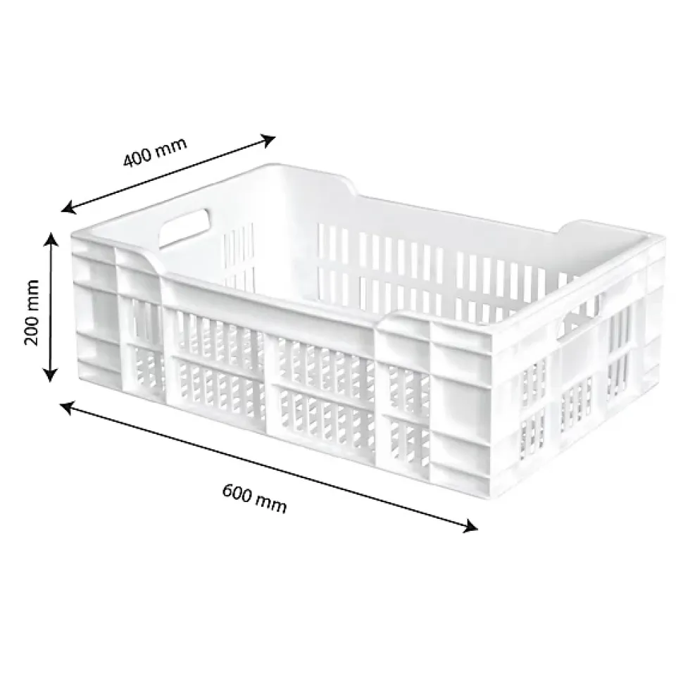 Caisse ajourée 600 x 400 x 200 mm 40 L - blanc