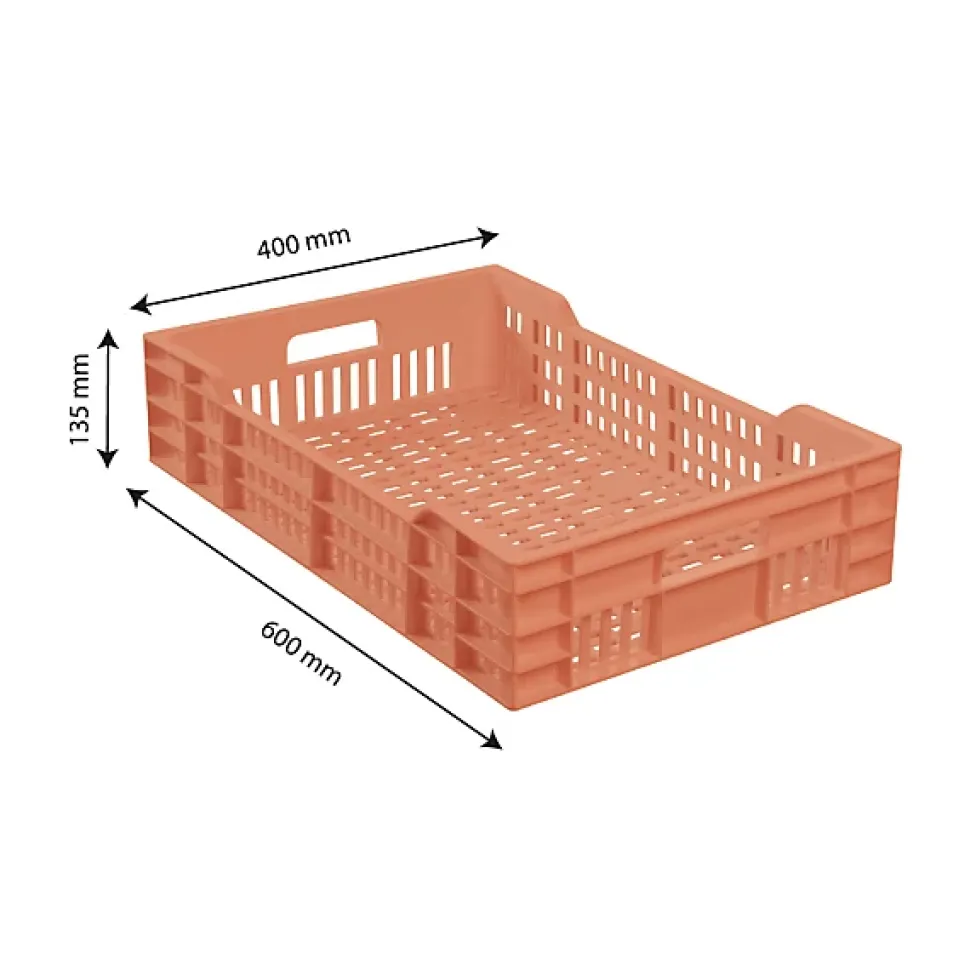 Caisse ajourée avec poignées empilable 600 X 400 25 L - terracotta