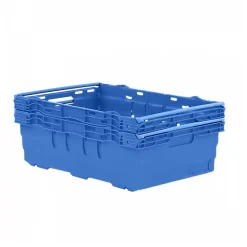 Caisse ajourée emboîtable, empilable sur barres 600x400 35 L bleu