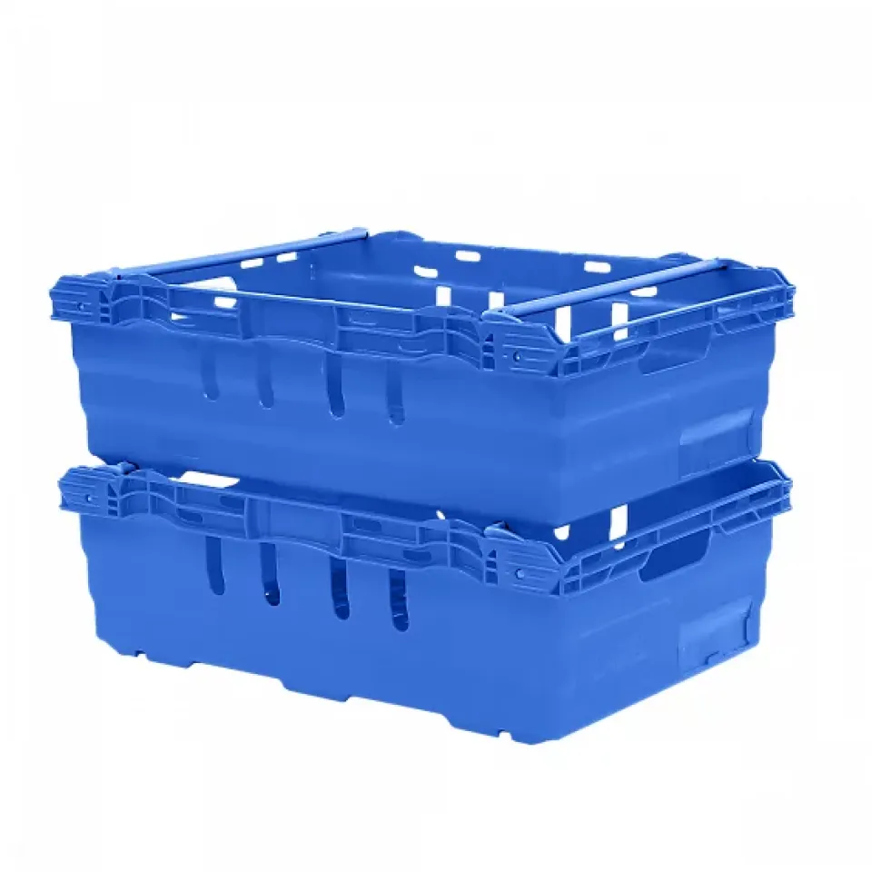 Caisse ajourée emboîtable, empilable sur barres 600x400 35 L bleu