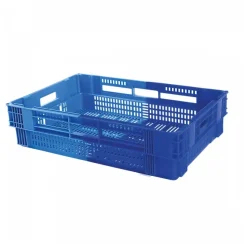 Caisse ajourée empilable emboitable 600 x 400 x 147 mm bicolore 26 L - bleu/bleu