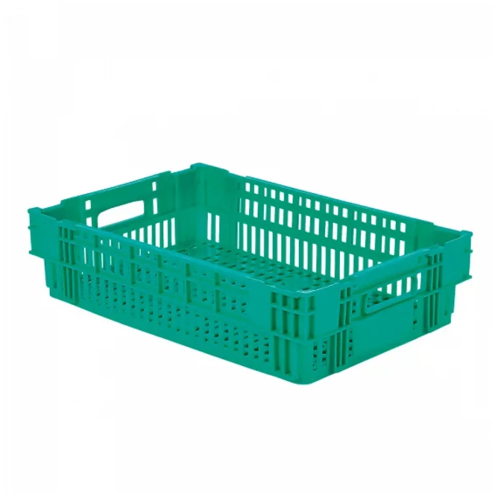 Caisse ajourée empilable emboitable 600 x 400 x 146 mm - 27 L - vert