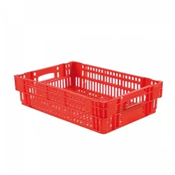 Caisse ajourée empilable emboitable 600 x 400 x 146 mm - 27 L - rouge