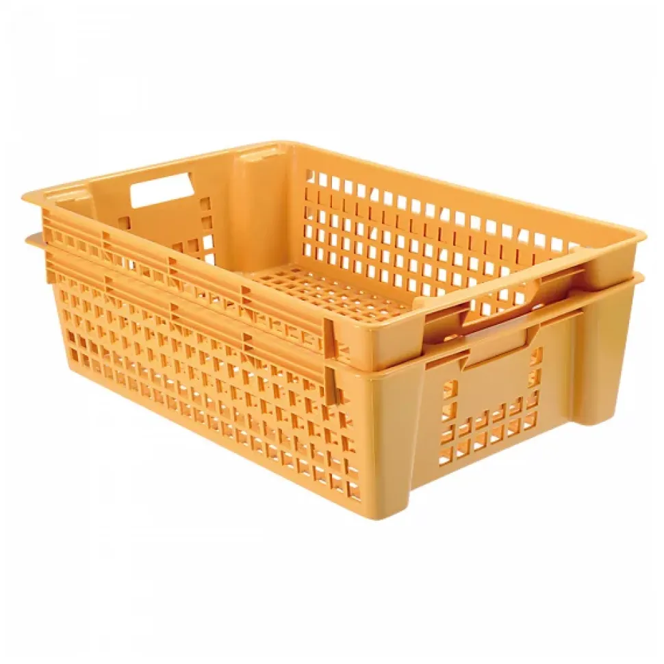 Caisse ajourée empilable emboitable 600 x 380 x 155 mm 28 L - beige