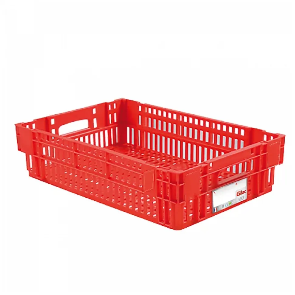 Caisse ajourée empilable emboitable 600 x 400 x 146 mm HACCP - 27 L - rouge