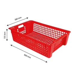 Caisse ajourée empilable emboîtable 600 x 380 x 155 mm 28 L - rouge