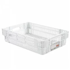 Caisse ajourée empilable emboitable 600 x 400 x 146 mm HACCP - 27 L - blanc