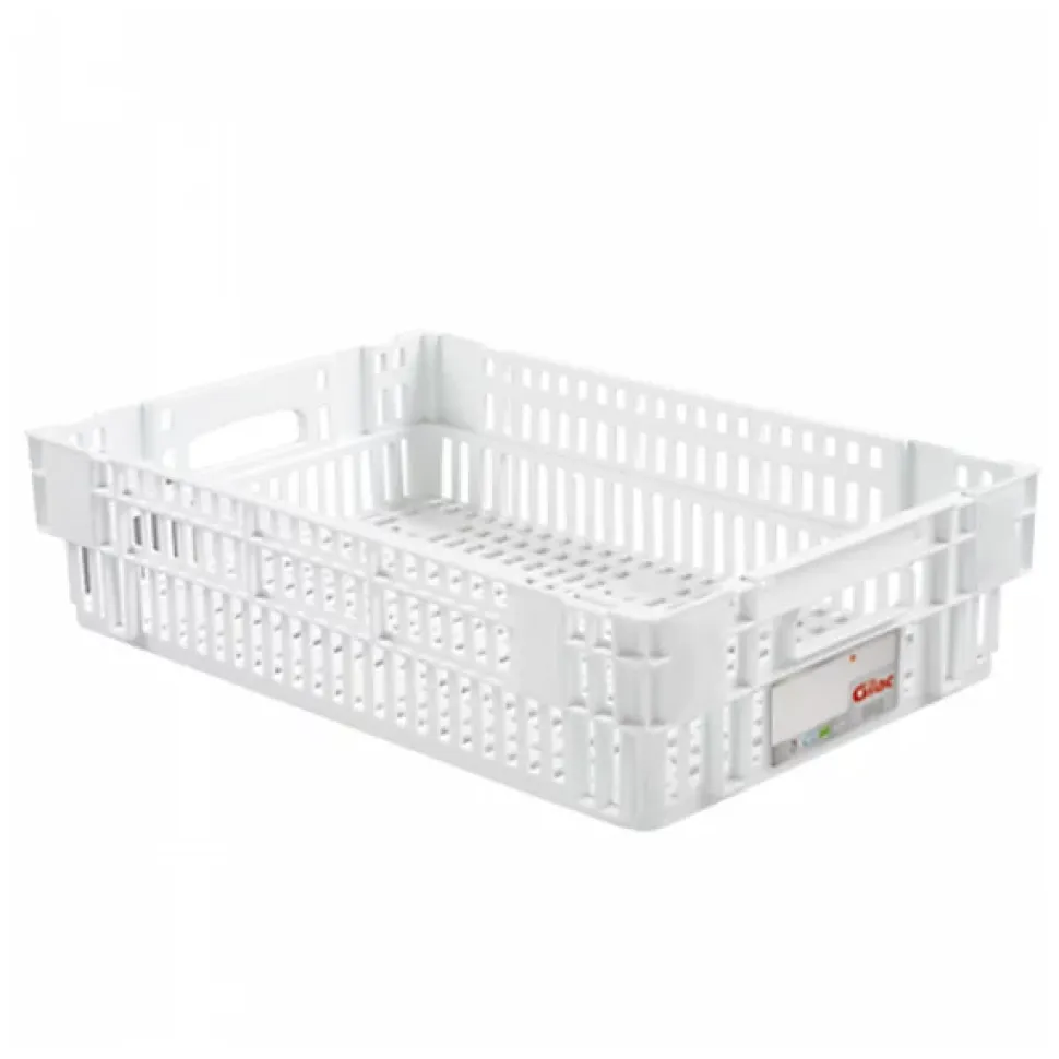 Caisse ajourée empilable emboitable 600 x 400 x 146 mm HACCP - 27 L - blanc