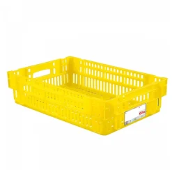 Caisse ajourée empilable emboitable 600 x 400 x 146 mm HACCP - 27 L - jaune
