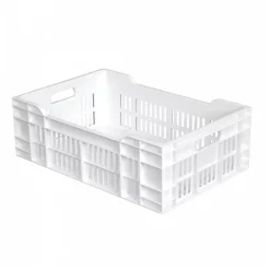 Caisse ajourée fond plein 600 x 400 x 200 mm 40 L - blanc