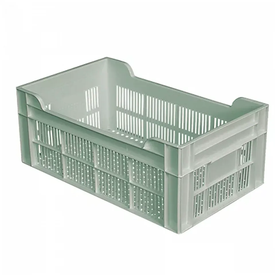 Caisse ajourée sans poignée empilable 500 X 300 20 L - vert amande