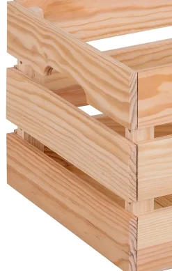 Caisse de rangement rectangulaire en pin massif taille L