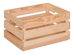 Caisse de rangement rectangulaire en pin massif taille L