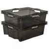 Caisse de rangement transparente plate 16 litres - Gris