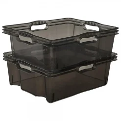 Caisse de rangement transparente plate 16 litres - Gris