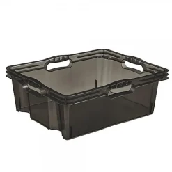Caisse de rangement transparente plate 16 litres - Gris