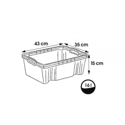 Caisse de rangement transparente plate 16 litres - Gris