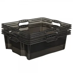 Caisse de rangement transparente plate 16 litres - Gris