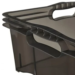 Caisse de rangement transparente plate 16 litres - Gris
