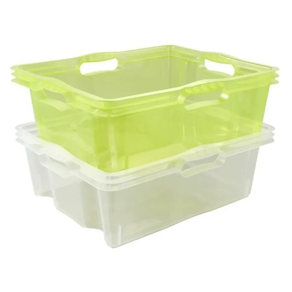 Caisse de rangement transparente plate 16 litres - Transparent