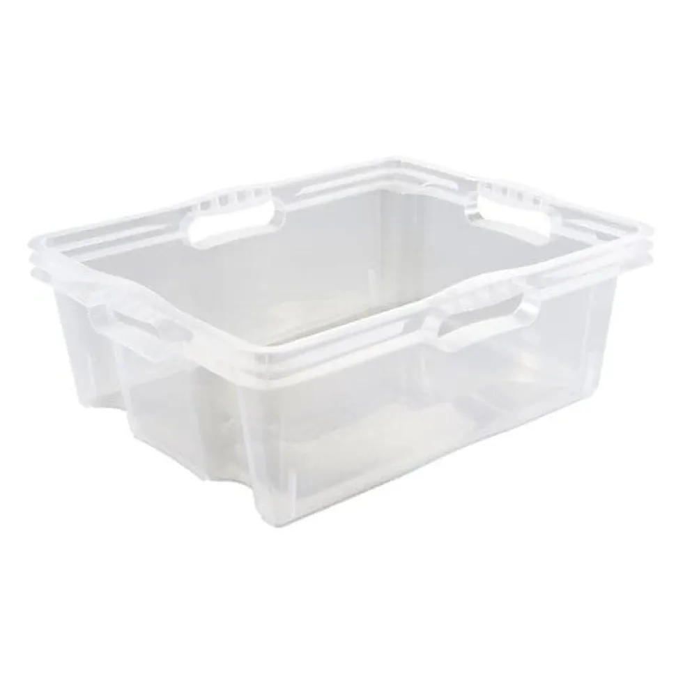 Caisse de rangement transparente plate 16 litres - Transparent
