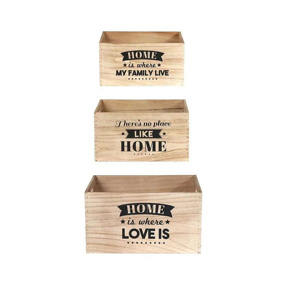 Caisse en bois empilables Home (Lot de 3)