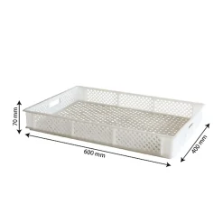 Caisse finement ajourée avec poignées 600 x 400 x 70 mm - 14 L - blanc