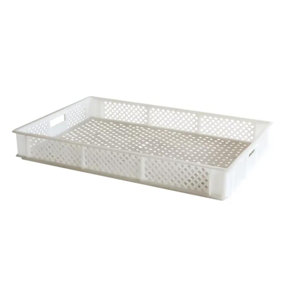 Caisse finement ajourée avec poignées 600 x 400 x 70 mm - 14 L - blanc