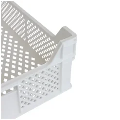 Caisse finement ajourée échancrée avec poignées 600 x 400 x 175 mm - 32 L - blanc