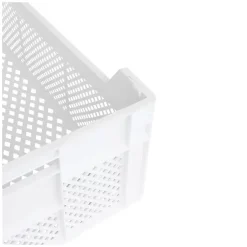 Caisse finement ajourée échancrée avec poignées 600 x 400 x 225 mm - 45 L - blanc