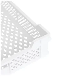 Caisse finement ajourée échancrée avec poignées 600 x 400 x 90 mm - 18 L - blanc