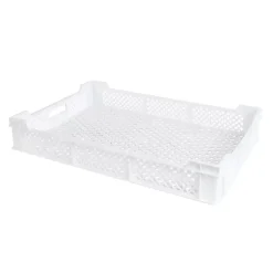 Caisse finement ajourée échancrée avec poignées 600 x 400 x 90 mm - 18 L - blanc