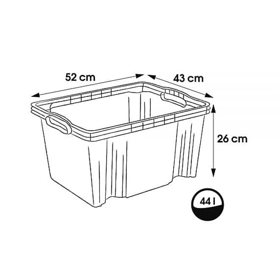 Caisse Plastique empilable solide 44 litres - Transparent