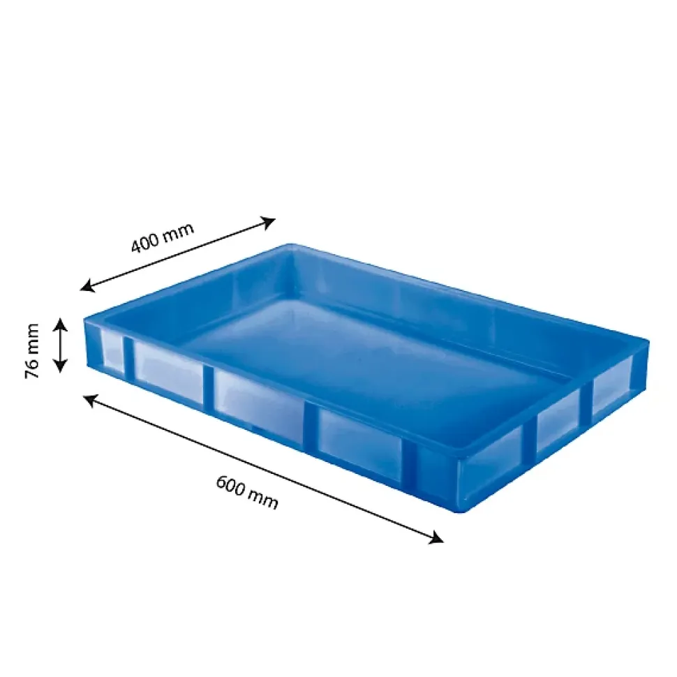 Caisse pleine 600 x 400 x 76 mm 14 L - bleu