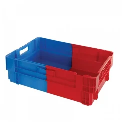 Caisse pleine empilable emboîtable 600x400 34 L bleu rouge
