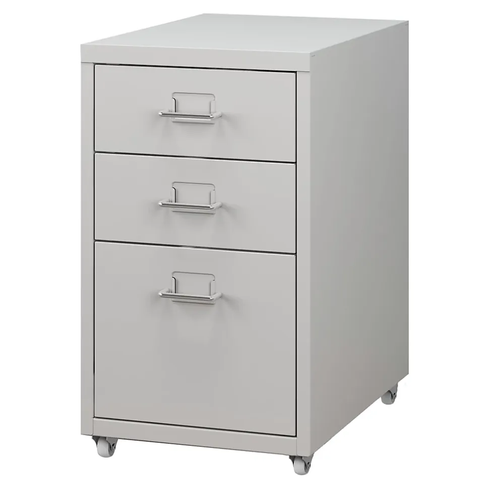 Caisson de bureau à roulettes Kökar acier 48 x 28 x 41 cm blanc mat en.casa