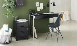 Caisson de bureau en métal 3 tiroirs avec roulettes Snor noir H. 57 cm x L. 40 cm