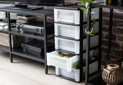 Caisson de rangement plastique recyclé A4, 5 Tiroirs Moyens, Noir, OCH-2005, Iris Ohyama