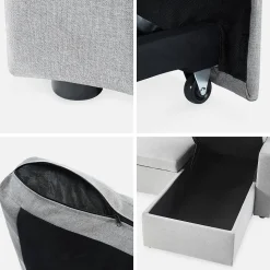 Canapé d'angle convertible en tissu gris clair - IDA - 3 places. fauteuil d'angle réversible coffre rangement lit modulable
