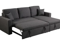 Canapé d'angle convertible réversible avec coffre "Alain" 3 places Gris