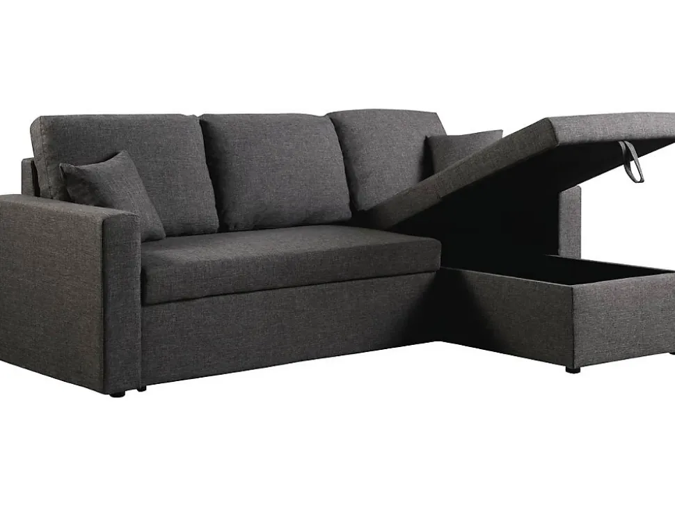 Canapé d'angle convertible réversible avec coffre "Alain" 3 places Gris