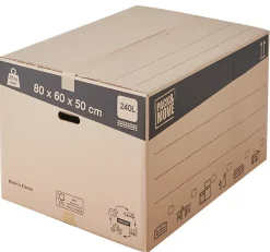 Carton de déménagement vendu par 10 XXL avec poignées H. 50 x L. 80 x l. 60 cm, capacité 240 L Pack and Move