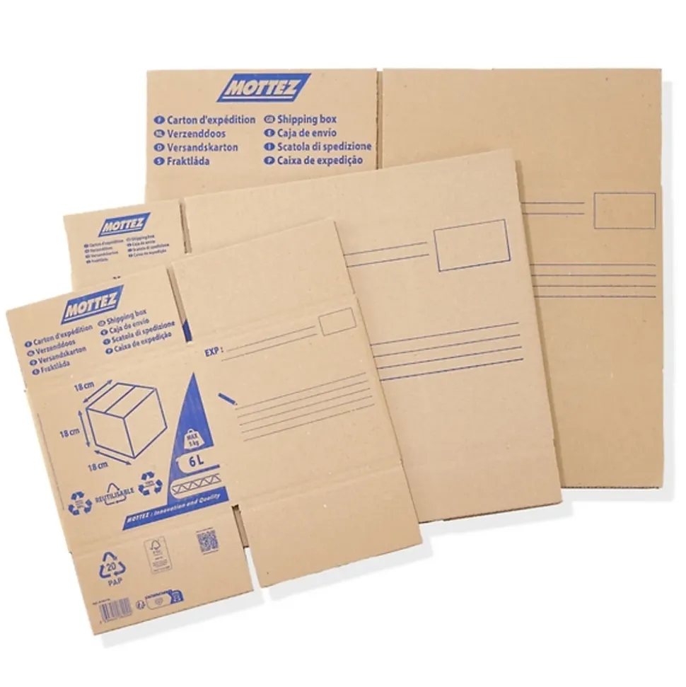 Cartons d'expédition 10 kg Mottez H. 25 x L. 12 x l. 35 cm, lot de 20