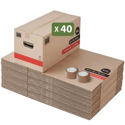 Cartons déménagement premium 54L (60 x 30 x 30 cm) et adhésifs offerts