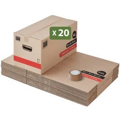 Cartons déménagement premium 54L (60 x 30 x 30 cm) et adhésifs offerts