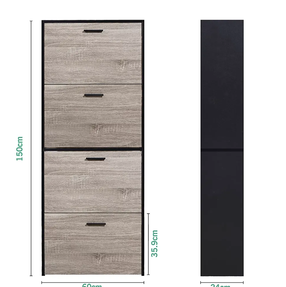 CASABEL Meuble Rangement Chaussure 24 Paires - Pour Entree Couloir - 60x24x150 cm - Noir