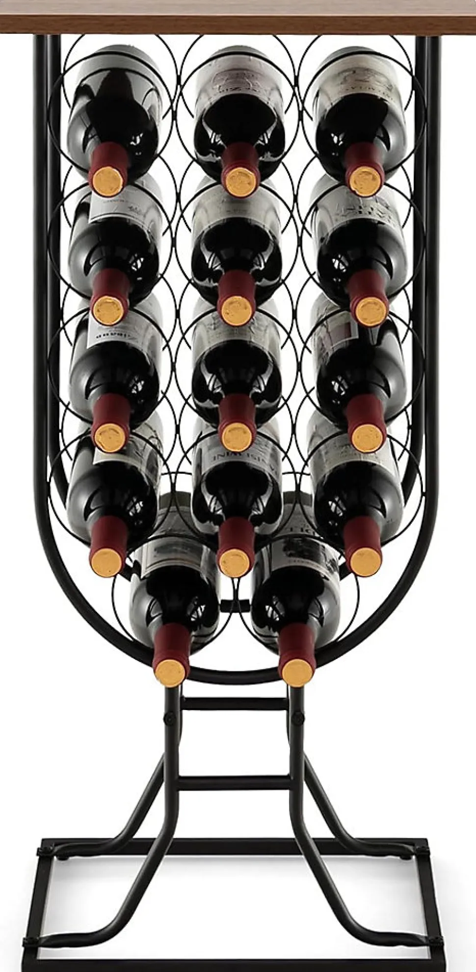 Casier à Vin 14 Bouteilles avec Roues Organisateur de Rangement de Vin Mobile avec Cadre Métallique Plateau en Bois Noir