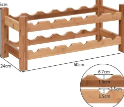Casier à Vin avec 12 Bouteilles étagère à Vin en Bambou Armoire de Rangement pour à Vin 12 Bouteilles avec 2 Niveaux Naturel